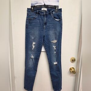 Abercrombie & Fitch Distressed Dark Blue Skinny Jeans
